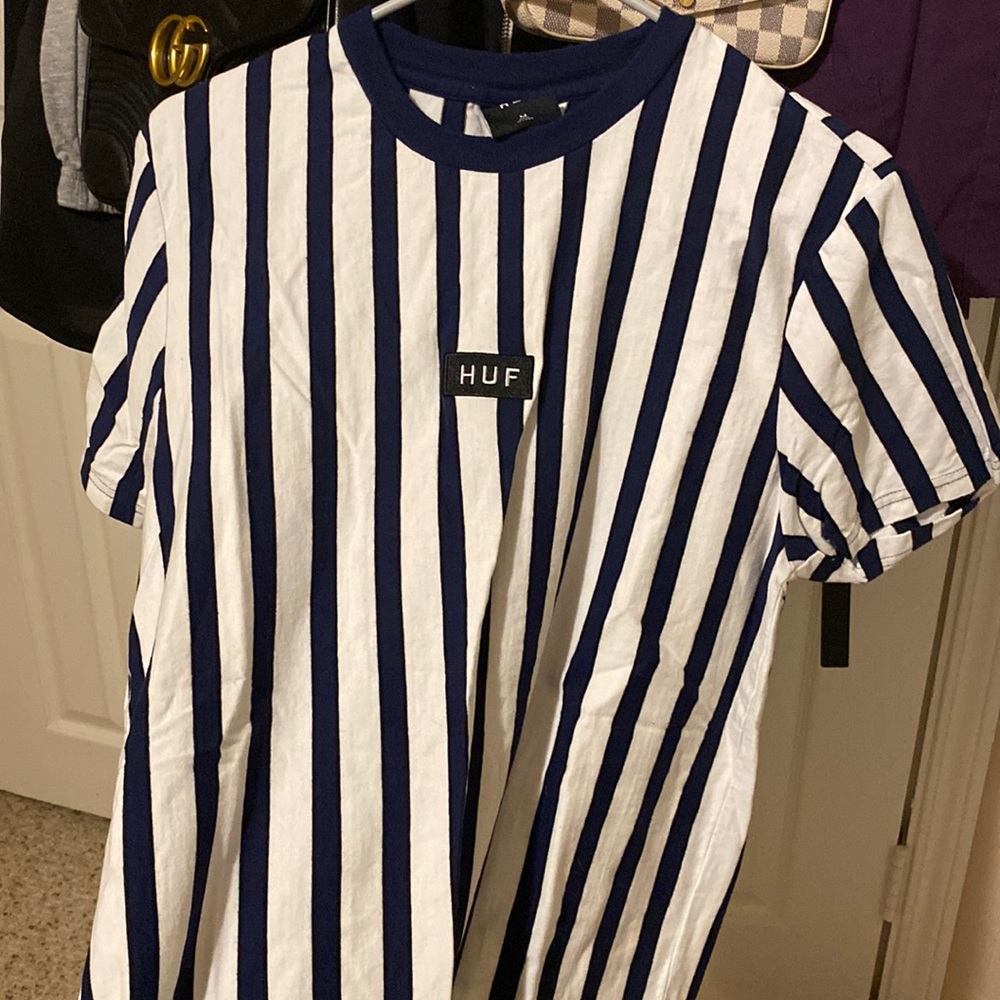 Navy & white mens huf shirt